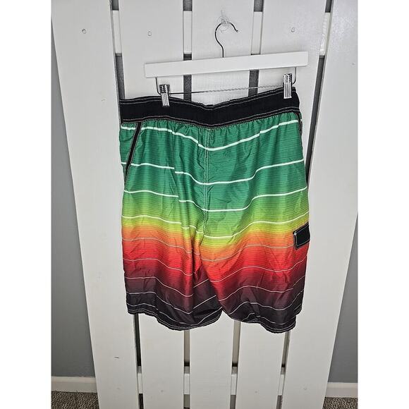 OP Ocean Pacific Rasta Swim‎ Board Shorts Green Red Pool XL Vacation Cruise - Picture 2 of 12